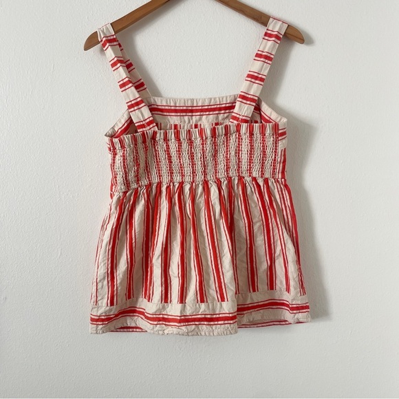 CAbi Orange & Cream Striped Adjustable Strap Linen Blend Top - Picture 2 of 5